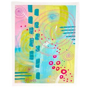 Spiral Sense Original Acrylic Painting 5x7in Frame Ready Wall or Desktop Art